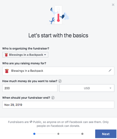 Facebook Fundraiser 1 Start with the basics