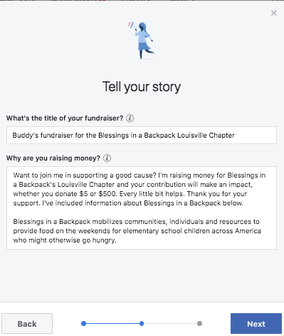 Facebook Fundraiser 2 Tell your story