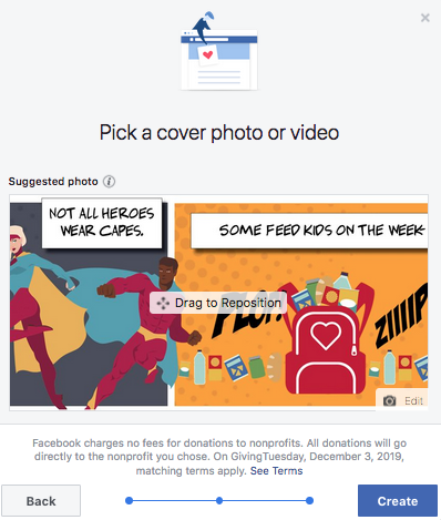 Facebook Fundraiser 3 Select a cover photo or video
